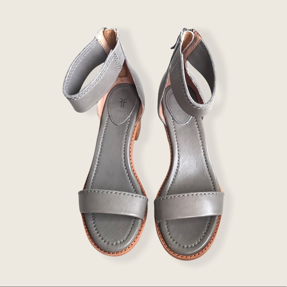 Frye Brielle Charcoal Grey Wooden Ankle Sandals - Picture 9 of 16